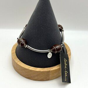 Vintage Cookie Lee Bracelet Football Beads Charms Silver Tone Stretch‎ NEW